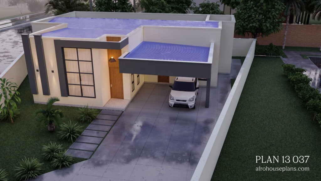 Modern 3 Bedrooms House Plan with Garage | Afrohouseplans.com