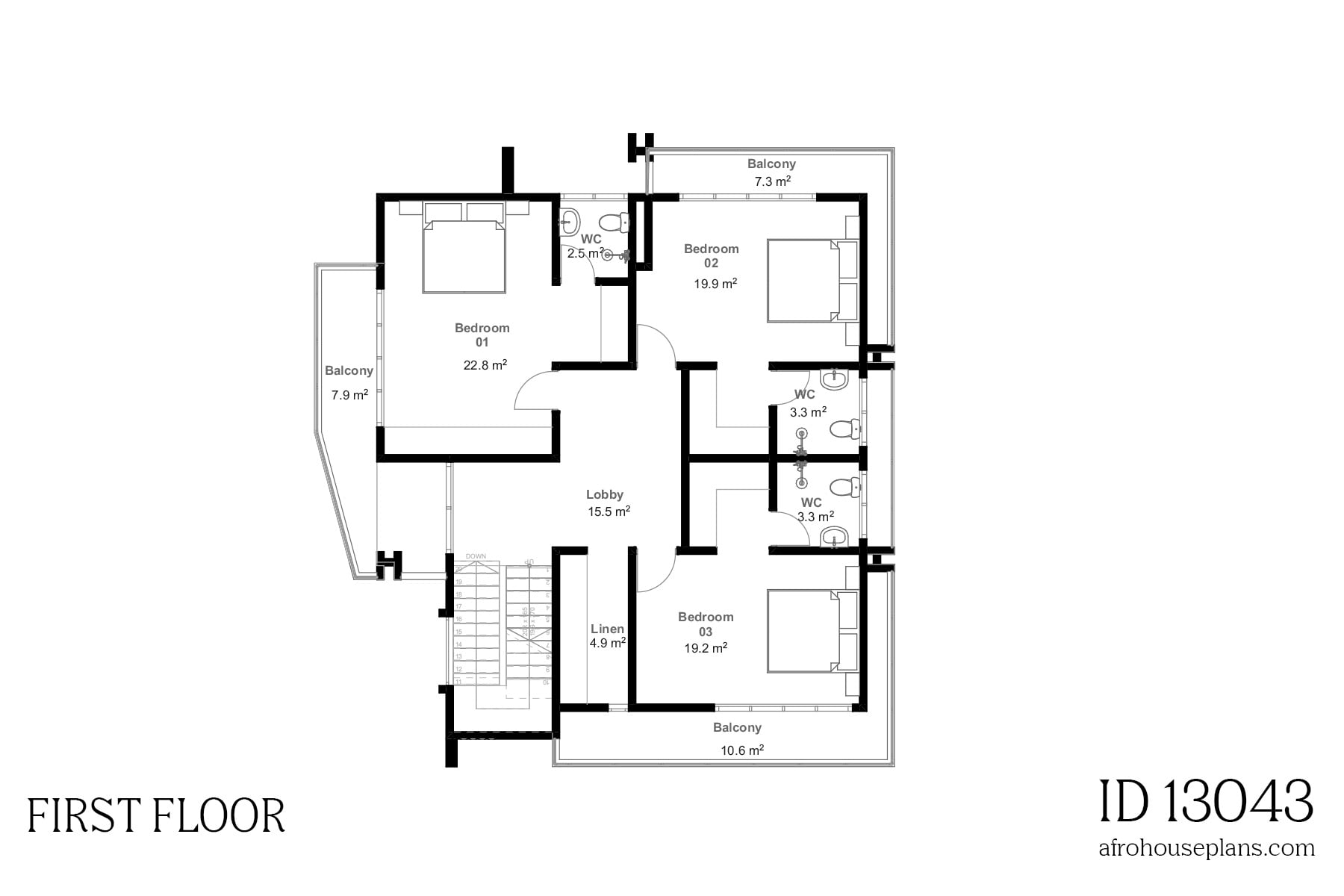 4 Bedroom Modern House Plan 13043 | AfroHousePlans.com